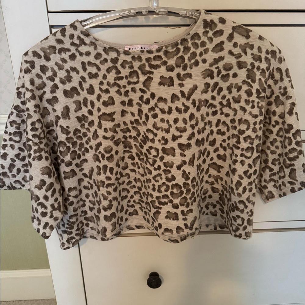 Blue Blush Leopard Print Top and Short Set